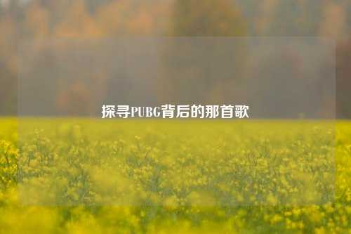 探寻PUBG背后的那首歌