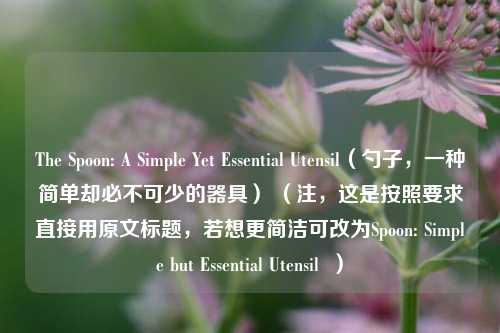 The Spoon: A Simple Yet Essential Utensil（勺子，一种简单却必不可少的器具） （注，这是按照要求直接用原文标题，若想更简洁可改为Spoon: Simple but Essential Utensil  ）