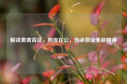 解读肃肃宵征，夙夜在公，传承敬业奉献精神