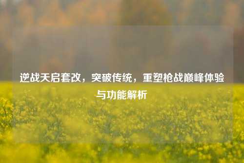 逆战天启套改,突破传统,重塑枪战巅峰体验与功能解析