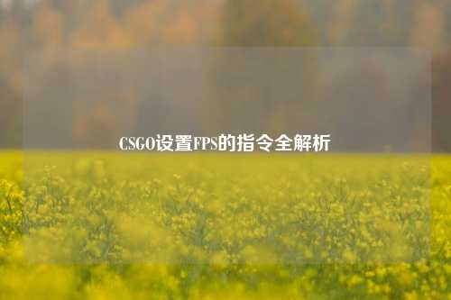 CSGO设置FPS的指令全解析