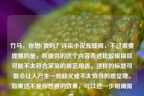 竹马，你想C我吗？许柒小说在线阅，不过需要提醒的是，你提供的这个内容表述比较模糊且可能不太符合常见的规范用语，这样的标题可能会让人产生一些歧义或不太恰当的感觉哦。如果这不是你想要的效果，可以进一步明确需求。