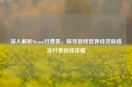 深入解析Steam付费表,探寻游戏世界经济脉络及付费游戏详情