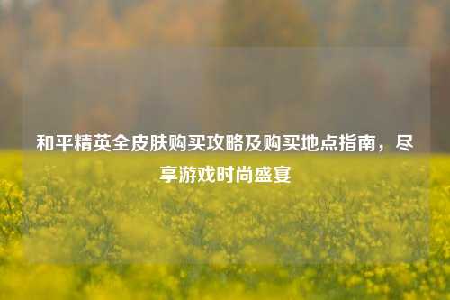 和平精英全皮肤购买攻略及购买地点指南，尽享游戏时尚盛宴