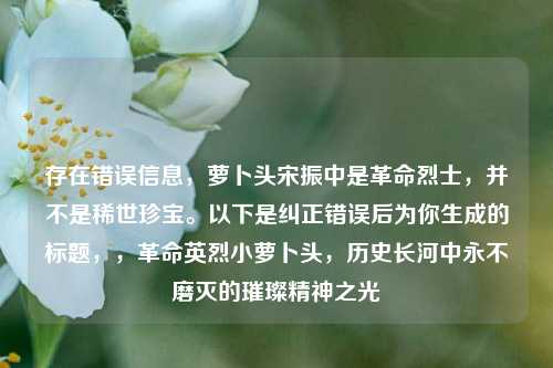 存在错误信息，萝卜头宋振中是革命烈士，并不是稀世珍宝。以下是纠正错误后为你生成的标题，，革命英烈小萝卜头，历史长河中永不磨灭的璀璨精神之光
