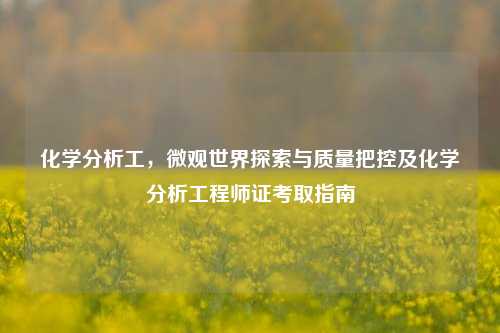 化学分析工，微观世界探索与质量把控及化学分析工程师证考取指南