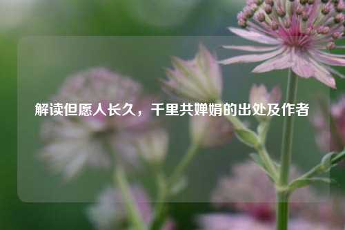 解读但愿人长久，千里共婵娟的出处及作者