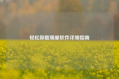 轻松卸载瑞星软件详细指南