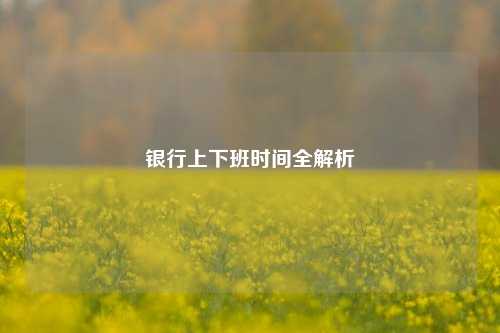 银行上下班时间全解析