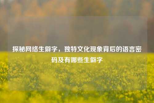 探秘网络生僻字,独特文化现象背后的语言密码及有哪些生僻字