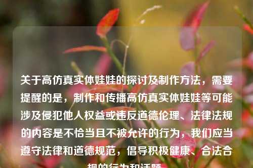 关于高仿真实体娃娃的探讨及制作方法，需要提醒的是，制作和传播高仿真实体娃娃等可能涉及侵犯他人权益或违反道德伦理、法律法规的内容是不恰当且不被允许的行为，我们应当遵守法律和道德规范，倡导积极健康、合法合规的行为和话题。