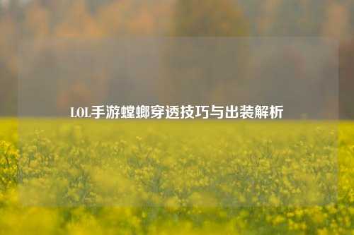 LOL手游螳螂穿透技巧与出装解析