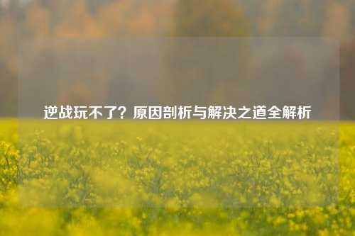 逆战玩不了？原因剖析与解决之道全解析