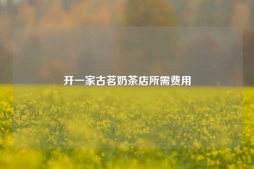 开一家古茗奶茶店所需费用