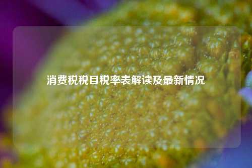 消费税税目税率表解读及最新情况