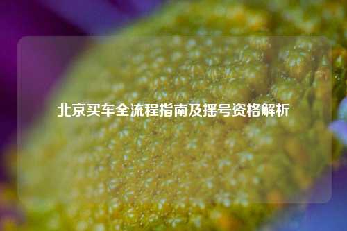 北京买车全流程指南及摇号资格解析