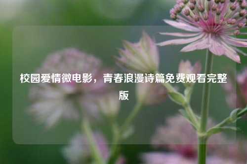 校园爱情微电影，青春浪漫诗篇免费观看完整版