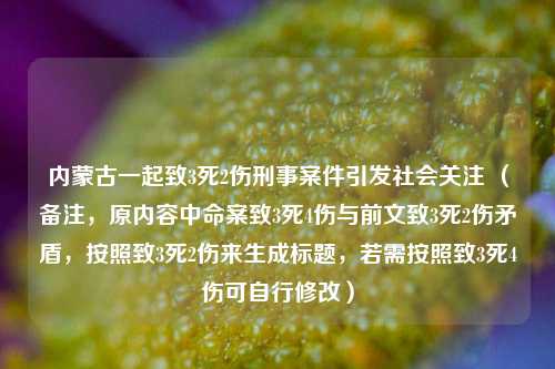 内蒙古一起致3死2伤刑事案件引发社会关注 (备注,原内容中命案致3死4伤与前文致3死2伤矛盾,按照致3死2伤来生成标题,若需按照致3死4伤可自行修改)