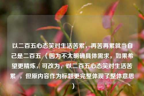 以二百五心态笑对生活苦累，再苦再累就当自己是二百五 （因为不太明确具体需求，如果希望更精炼，可改为，以二百五心态笑对生活苦累  ，但原内容作为标题更完整体现了整体意思）