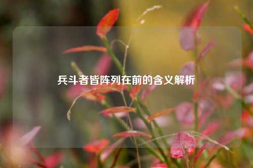 兵斗者皆阵列在前的含义解析