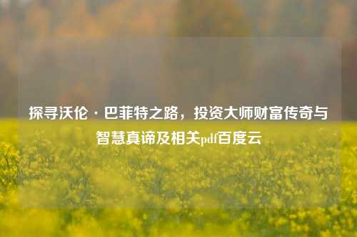 探寻沃伦·巴菲特之路,投资大师财富传奇与智慧真谛及相关pdf百度云
