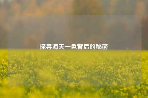 探寻海天一色背后的秘密
