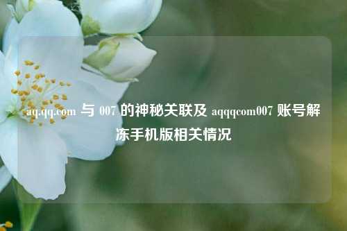 aq.qq.com 与 007 的神秘关联及 aqqqcom007 账号解冻手机版相关情况