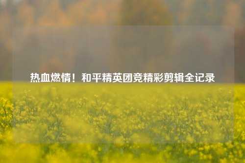 热血燃情！和平精英团竞精彩剪辑全记录