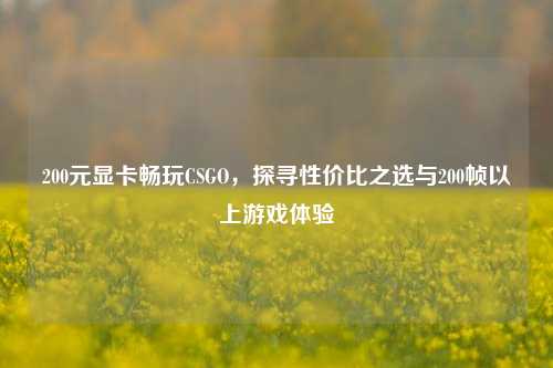 200元显卡畅玩CSGO,探寻性价比之选与200帧以上游戏体验