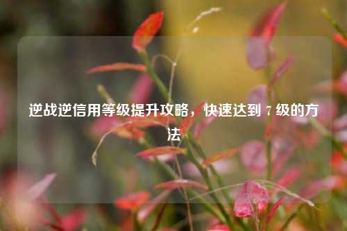 逆战逆信用等级提升攻略，快速达到 7 级的方法