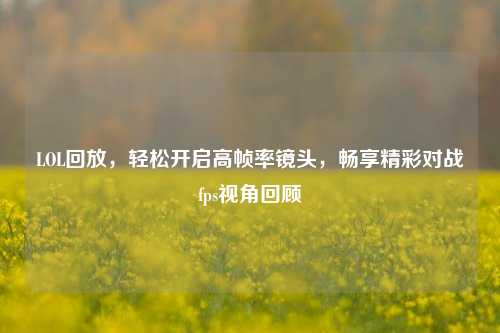 LOL回放,轻松开启高帧率镜头,畅享精彩对战fps视角回顾