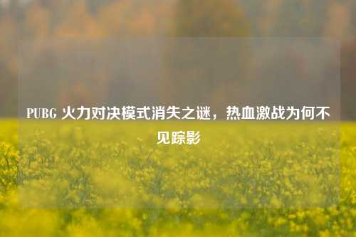 PUBG 火力对决模式消失之谜，热血激战为何不见踪影
