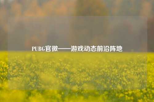 PUBG官微——游戏动态前沿阵地