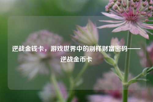 逆战金钱卡,游戏世界中的别样财富密码——逆战金币卡