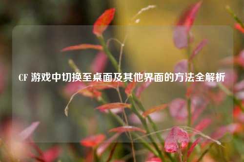 CF 游戏中切换至桌面及其他界面的方法全解析