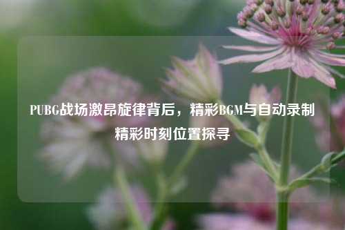 PUBG战场激昂旋律背后，精彩BGM与自动录制精彩时刻位置探寻