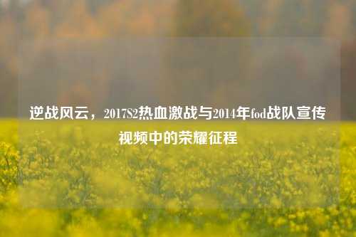 逆战风云，2017S2热血激战与2014年fod战队宣传视频中的荣耀征程