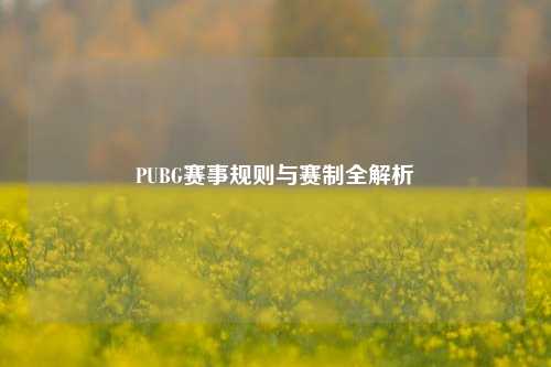 PUBG赛事规则与赛制全解析