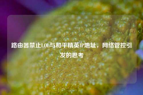 路由器禁止LOL与和平精英IP地址，网络管控引发的思考