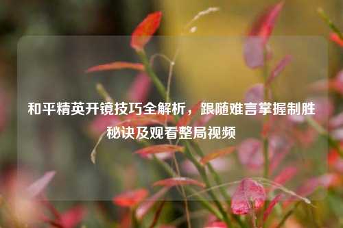 和平精英开镜技巧全解析,跟随难言掌握制胜秘诀及观看整局视频