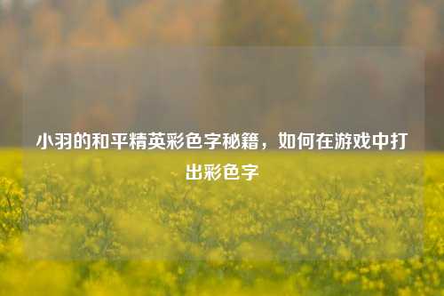 小羽的和平精英彩色字秘籍，如何在游戏中打出彩色字