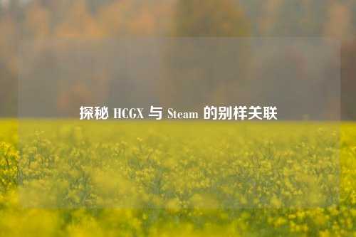 探秘 HCGX 与 Steam 的别样关联