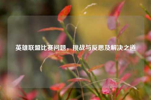 英雄联盟比赛问题，挑战与反思及解决之道