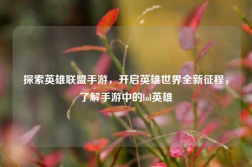 探索英雄联盟手游,开启英雄世界全新征程,了解手游中的lol英雄