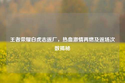 王者荣耀白虎志返厂,热血激情再燃及返场次数揭秘