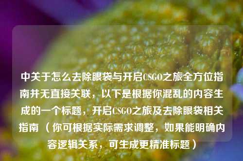 中关于怎么去除眼袋与开启CSGO之旅全方位指南并无直接关联,以下是根据你混乱的内容生成的一个标题,开启CSGO之旅及去除眼袋相关指南 (你可根据实际需求调整,如果能明确内容逻辑关系,可生成更精准标题)
