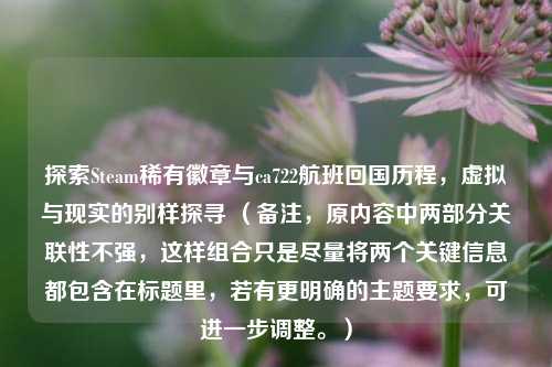 探索Steam稀有徽章与ca722航班回国历程,虚拟与现实的别样探寻 (备注,原内容中两部分关联性不强,这样组合只是尽量将两个关键信息都包含在标题里,若有更明确的主题要求,可进一步调整。)