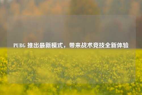 PUBG 推出最新模式,带来战术竞技全新体验