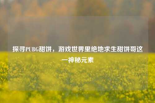探寻PUBG甜饼,游戏世界里绝地求生甜饼哥这一神秘元素