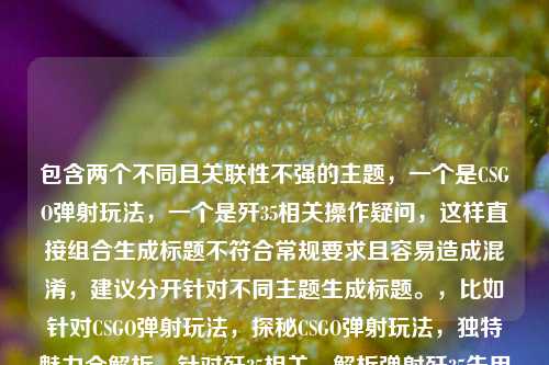 包含两个不同且关联性不强的主题,一个是CSGO弹射玩法,一个是歼35相关操作疑问,这样直接组合生成标题不符合常规要求且容易造成混淆,建议分开针对不同主题生成标题。,比如针对CSGO弹射玩法,探秘CSGO弹射玩法,独特魅力全解析,针对歼35相关,解析弹射歼35先用杆拉住的原因